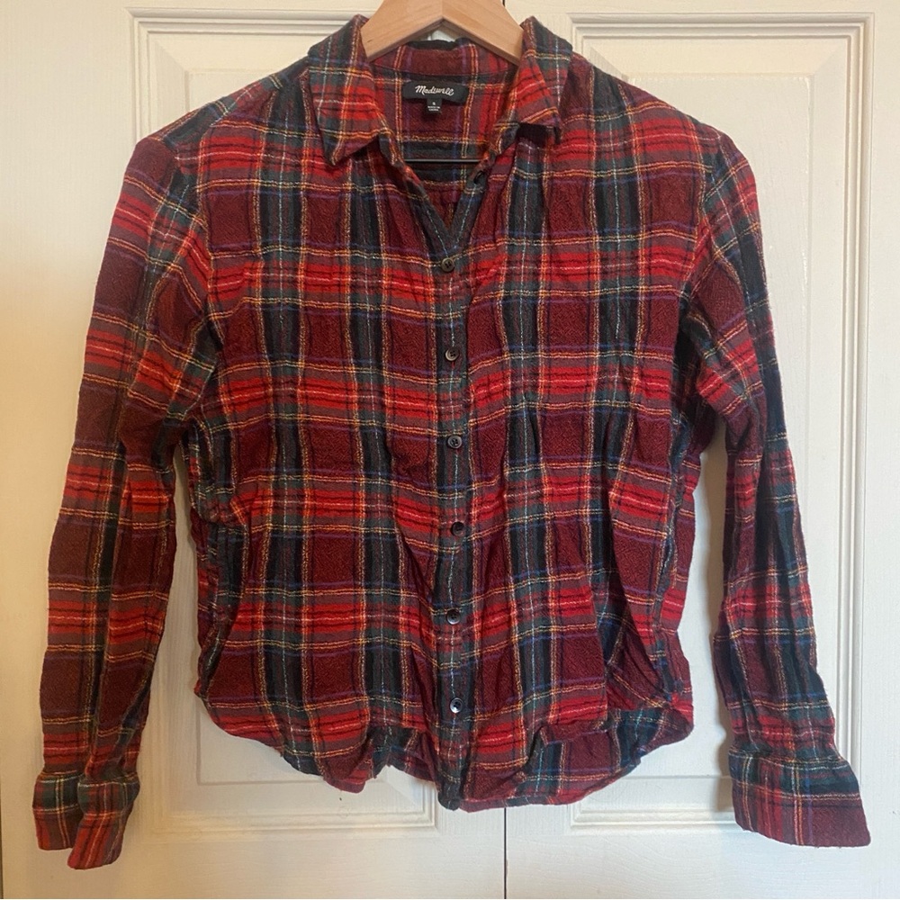 Madewell Red Plaid Button Down Shirt